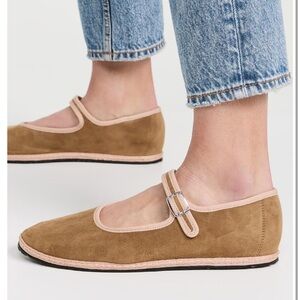 ViBi VENEZiA Mary Jane Suede Furlana Ballet Flats, Castagna, Tan, Size 5